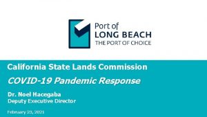 California State Lands Commission COVID19 Pandemic Response Dr