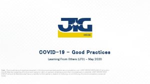 COVID19 Good Practices Learning From Others LFO May