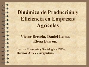 Dinmica de Produccin y Eficiencia en Empresas Agrcolas