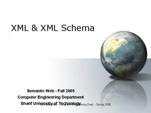 XML XML Schema Semantic Web Fall 2005 Computer