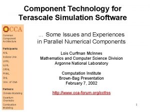 Component Technology for Terascale Simulation Software Common Component