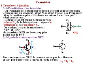 Transistor 1 Transistor jonction 1 1 Constitution dun