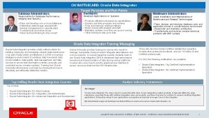 OU BATTLECARD Oracle Data Integrator Target Personas and