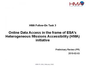 HMA FollowOn Task 3 Online Data Access in