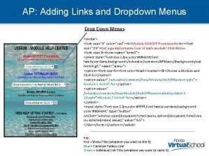 AP Adding Links and Dropdown Menus Drop Down