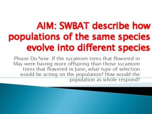 AIM SWBAT describe how populations of the same