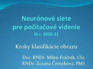 Neurnov siete pre potaov videnie k r 2020