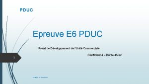 PDUC Epreuve E 6 PDUC Projet de Dveloppement