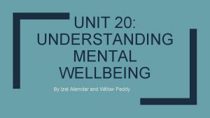 UNIT 20 UNDERSTANDING MENTAL WELLBEING By Izel Alemdar