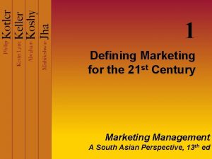 1 Defining Marketing for the 21 st Century