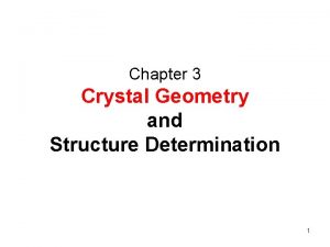 Chapter 3 Crystal Geometry and Structure Determination 1