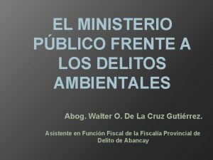 EL MINISTERIO PBLICO FRENTE A LOS DELITOS AMBIENTALES