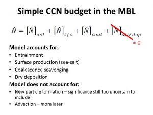 Simple CCN budget in the MBL Model accounts