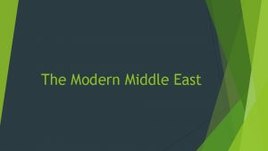 The Modern Middle East Post WWII Middle East