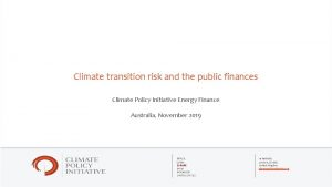 Climate transition risk and the public finances Climate