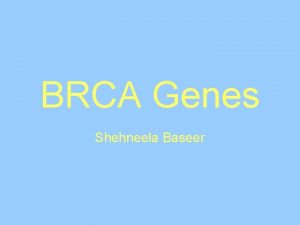 BRCA Genes Shehneela Baseer BReast CAncer Women have