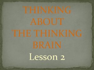 THINKING ABOUT THE THINKING BRAIN Lesson 2 THE