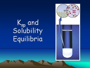 Ksp and Solubility Equilibria Saturated solutions of salts