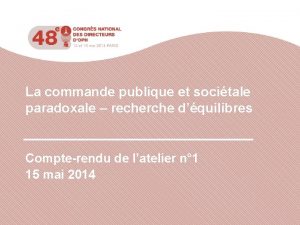 La commande publique et socitale paradoxale recherche dquilibres