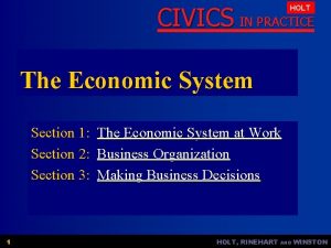 CIVICS IN PRACTICE HOLT The Economic System Section