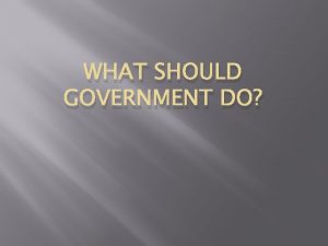 WHAT SHOULD GOVERNMENT DO Purposes of Government Ch