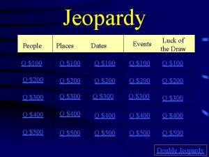 Jeopardy People Places Dates Events Luck of the