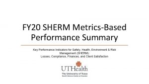 FY 20 SHERM MetricsBased Performance Summary Key Performance