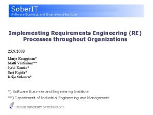 Sober IT Software Business and Engineering Institute Implementing