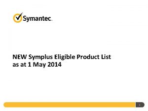 NEW Symplus Eligible Product List as at 1