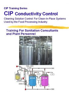 CIP Training Series CIP Conductivity Control Cleaning Solution