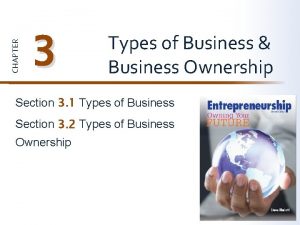 CHAPTER 3 Types of Business Business Ownership Section