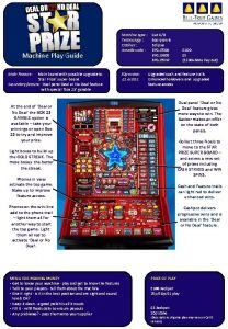 Machine Play Guide Main Feature Main board with