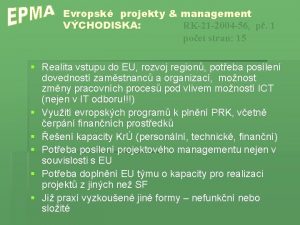 Evropsk projekty management VCHODISKA RK21 2004 56 p