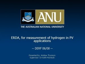 ERDA for measurement of hydrogen in PV applications