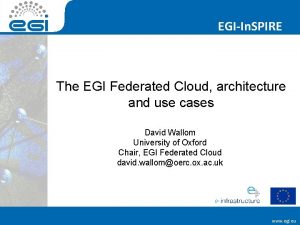 EGIIn SPIRE The EGI Federated Cloud architecture and