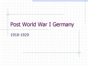 Post World War I Germany 1918 1929 Millions