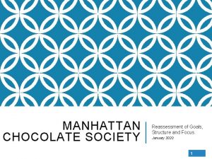 MANHATTAN CHOCOLATE SOCIETY Reassessment of Goals Structure and