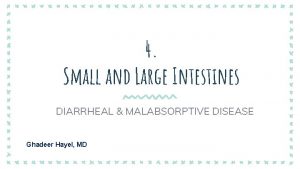 4 Small and Large Intestines DIARRHEAL MALABSORPTIVE DISEASE