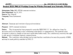 Jan 2011 doc IEEE 802 15 15 11