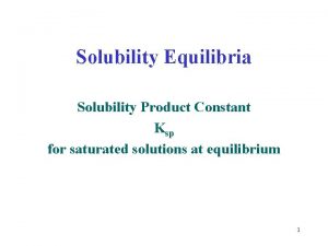 Solubility Equilibria Solubility Product Constant Ksp for saturated