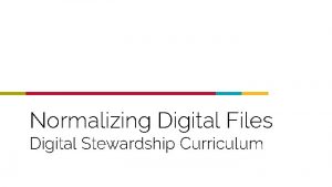 Normalizing Digital Files Digital Stewardship Curriculum Normalizing Definition