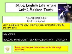 GCSE English Literature Unit 1 Modern Texts An