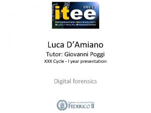 Luca DAmiano Tutor Giovanni Poggi XXX Cycle I