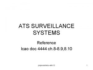 ATS SURVEILLANCE SYSTEMS Reference Icao doc 4444 ch