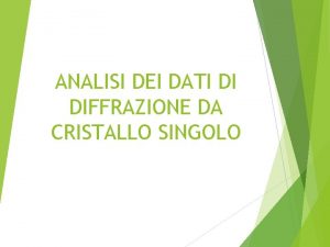 ANALISI DEI DATI DI DIFFRAZIONE DA CRISTALLO SINGOLO