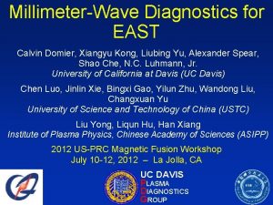 MillimeterWave Diagnostics for EAST Calvin Domier Xiangyu Kong