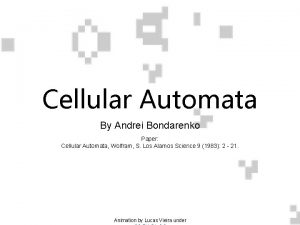 Cellular Automata By Andrei Bondarenko Paper Cellular Automata