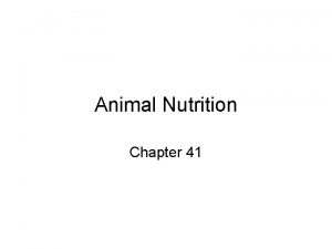 Animal Nutrition Chapter 41 Nutritional Requirements Undernourishment caloric