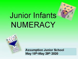 Junior Infants NUMERACY Assumption Junior School May 18