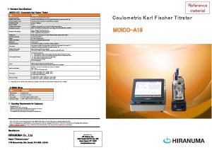 Reference material Standard Specifications MOICOA 19 Coulometric Karl